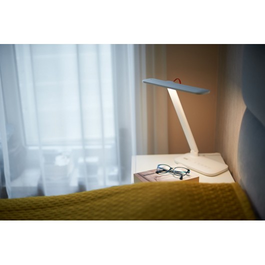 Lampka biurkowa LED Newell Sundesk NH003 z wyjściem USB - biała