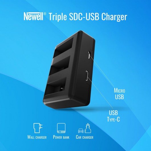 Ładowarka trójkanałowa Newell SDC-USB do akumulatorów AABAT-001