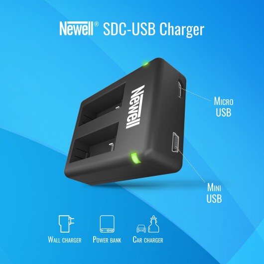 Ładowarka dwukanałowa Newell SDC-USB do akumulatorów AHDBT-401