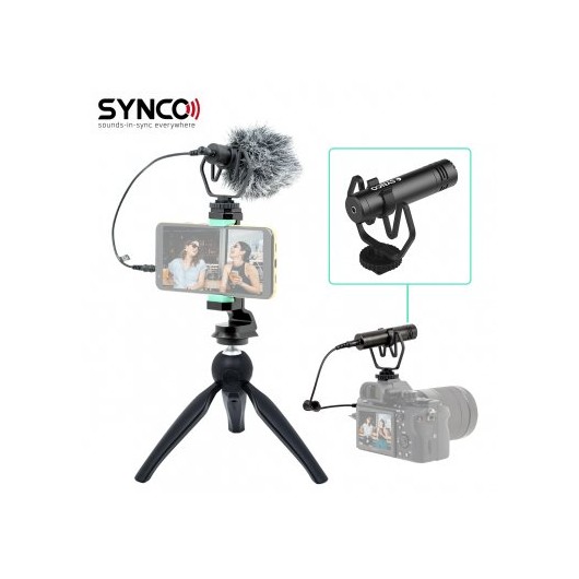 Synco M1P mikrofon nakamerowy + mini statyw + uchwyt mobilny