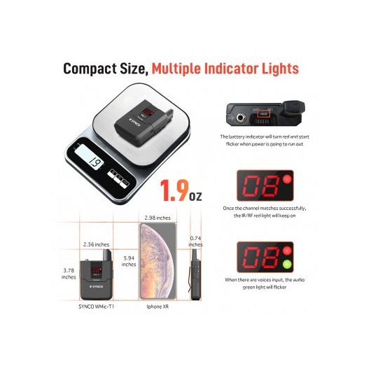 Synco T1 bezprzewodowy system mikrofonowy UHF - 1 odbiornik