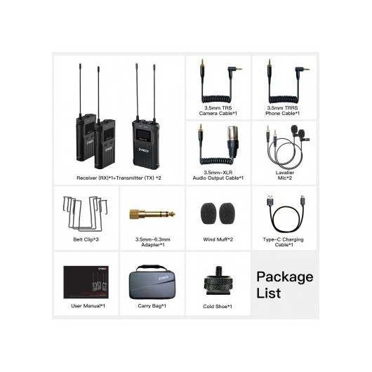 Synco T3 bezprzewodowy system mikrofonowy UHF - 2 odbiorniki