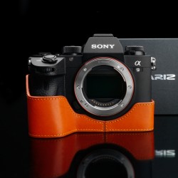 Half case GARIZ do Sony A9 Pomarańczowy z naturalnej skóry