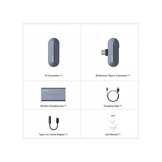 Synco P1T bezprzewodowy system mikrofonowy USB-C, 1 nadajnik, 1 odbiornik, grey-blue