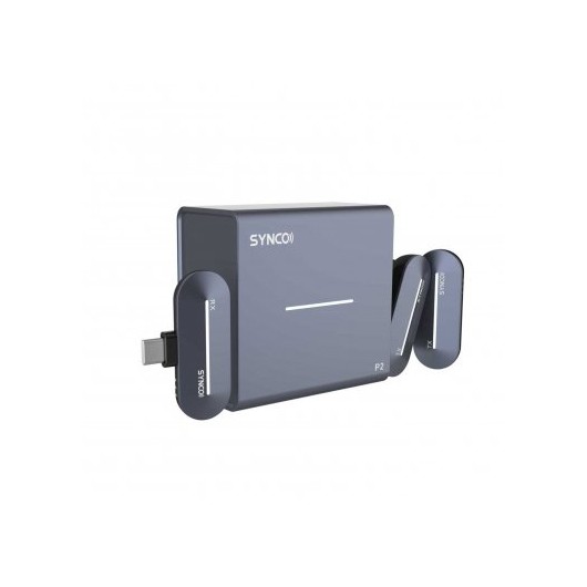 Synco P2T bezprzewodowy system mikrofonowy USB-C, 2 nadajniki, 1 odbiornik, grey-blue