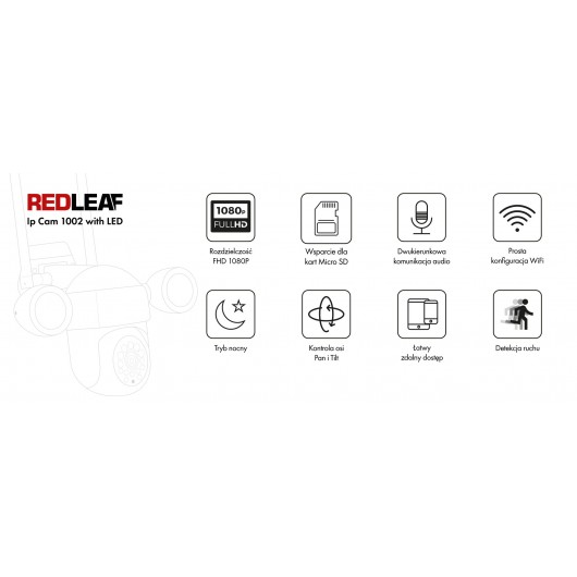 Kamera WiFi do monitoringu Redleaf IP Cam 1002 z lampą LED