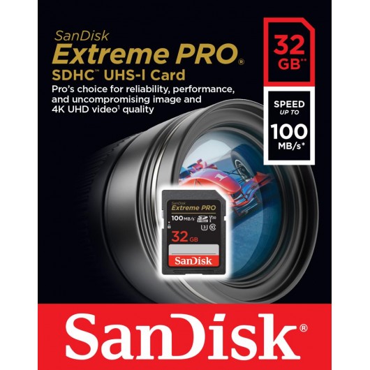 KARTA SANDISK EXTREME PRO SDHC 32GB 100/90 MB/s C10 V30 UHS-I U3