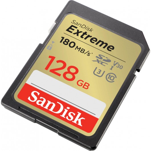 KARTA SANDISK EXTREME SDXC 128 GB 180/90 MB/s C10 V30 UHS-I U3