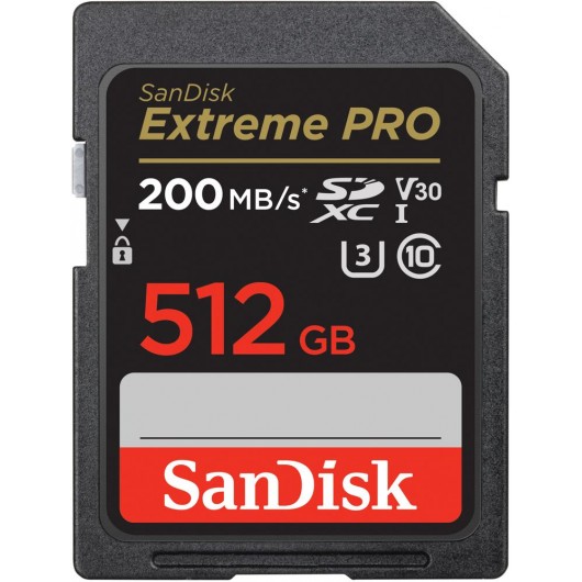 KARTA SANDISK EXTREME PRO SDXC 512GB 200/140 MB/s C10 V30 UHS-I U3