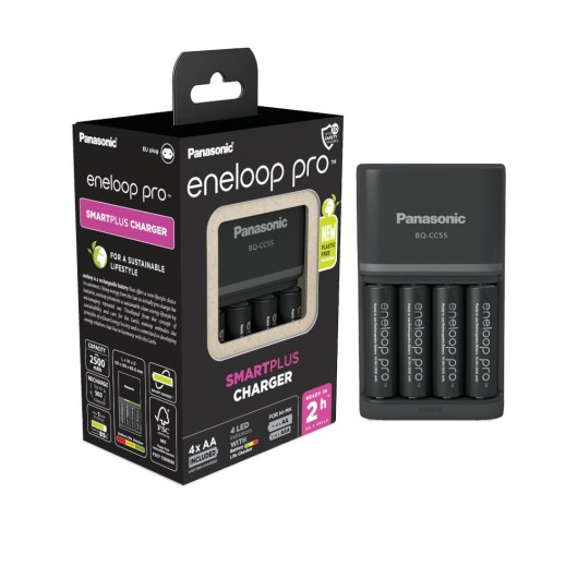 ŁADOWARKA PANASONIC BQ-CC55 + 4 x R6/AA ENELOOP PRO 2500 mAh