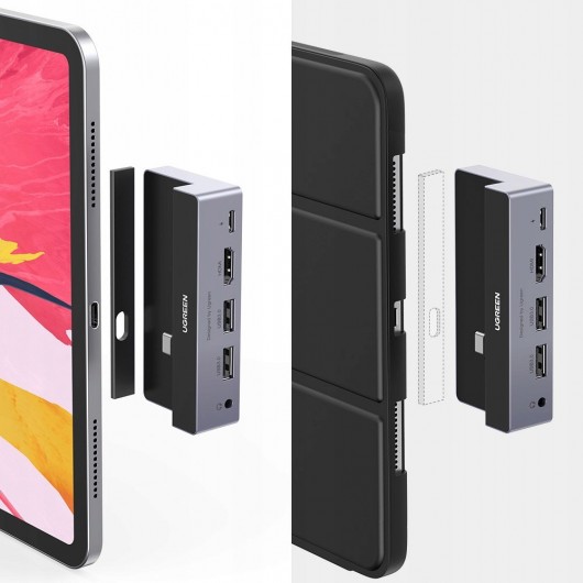 Adapter 5w1 wielofunkcyjny Ugreen 70688 srebrny