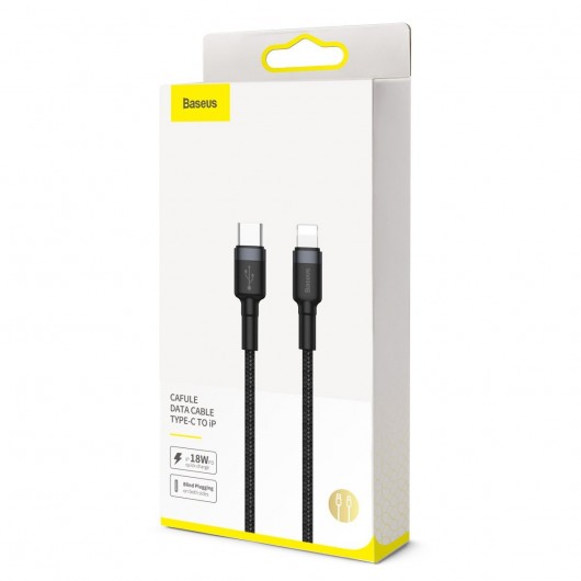 Kabel USB-C do Lightning PD Baseus Cafule, 18W, 1m czarno-szary