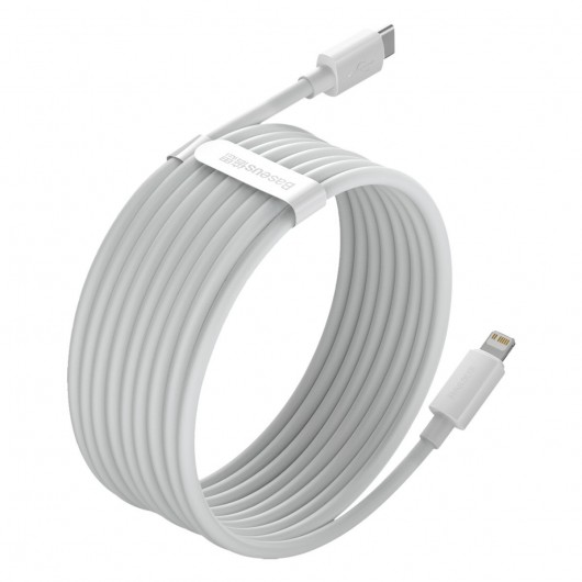 Kabel USB-C do Lightning Baseus Simple Wisdom, PD, 20W, 1.5m (biały) 2szt.