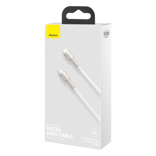 Kabel USB-C do Lightning Baseus Cafule, PD, 20W, 1m biały