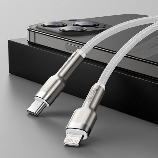 Kabel USB-C do Lightning Baseus Cafule, PD, 20W, 1m biały