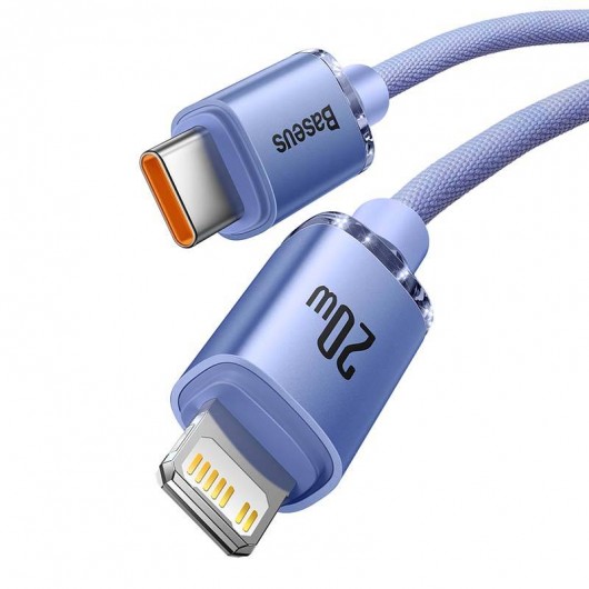 Kabel USB-C do Lightning Baseus Crystal, 20W,...