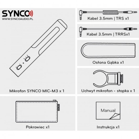 Synco M3 mikrofon nakamerowy - kardioidalny z odsłuchem