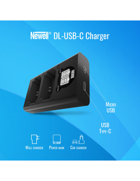 Ładowarka dwukanałowa Newell DL-USB-C do akumulatorów BLX-1 do Olympus