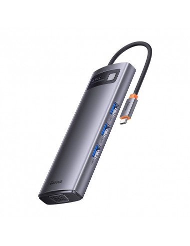 Hub 8w1 Baseus Metal Gleam Series, USB-C do 3x...