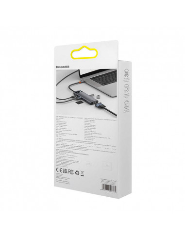 Hub 8w1 Baseus Metal Gleam Series, USB-C do 3x...
