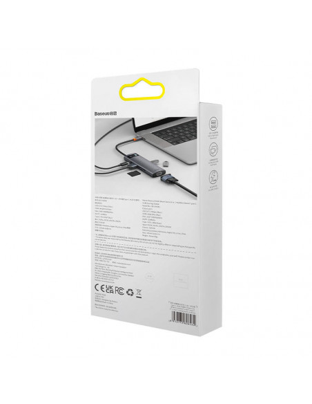 Hub 8w1 Baseus Metal Gleam Series, USB-C do 3x USB 3.0 + HDMI + USB-C PD + microSD/SD + VGA
