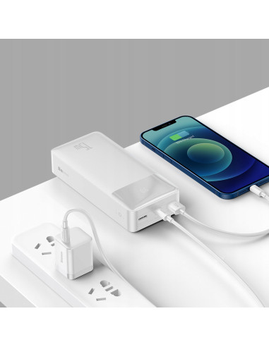 Powerbank Baseus Bipow 30000mAh, 2xUSB, USB-C, 15W biały