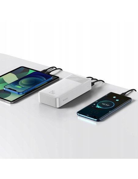 Powerbank Baseus Bipow 30000mAh, 2xUSB, USB-C, 15W biały