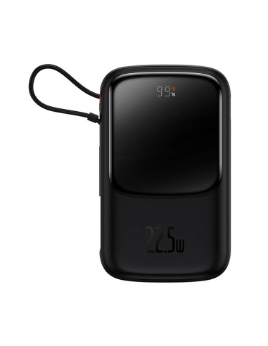 Powerbank Baseus Qpow Pro z kablem USB-C, USB-C, USB, 10000mAh, 22.5W czarny