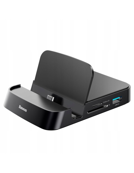 BASEUS Stacja dokująca, HUB USB-C Baseus Mate Docking do smartfonów Huawei i Samsung, 15W - czarna