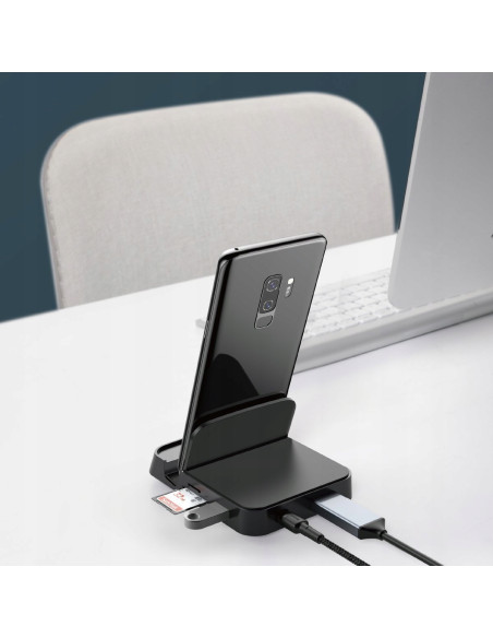 BASEUS Stacja dokująca, HUB USB-C Baseus Mate Docking do smartfonów Huawei i Samsung, 15W - czarna