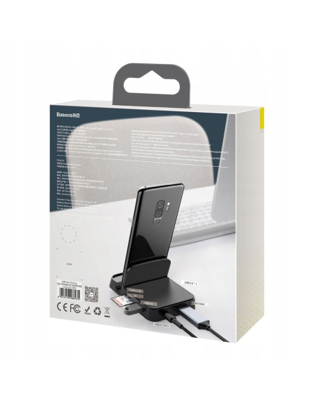 BASEUS Stacja dokująca, HUB USB-C Baseus Mate Docking do smartfonów Huawei i Samsung, 15W - czarna