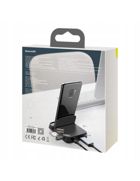 BASEUS Stacja dokująca, HUB USB-C Baseus Mate Docking do smartfonów Huawei i Samsung, 15W - czarna