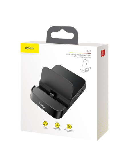 BASEUS Stacja dokująca, HUB USB-C Baseus Mate Docking do smartfonów Huawei i Samsung, 15W - czarna