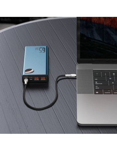 Powerbank Baseus Adaman Metal 20000mAh, PD, QC 3.0, 65W, 2xUSB + USB-C + micro USB niebieski