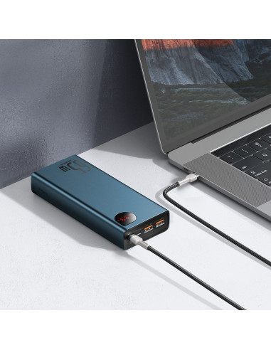 Powerbank Baseus Adaman Metal 20000mAh, PD, QC 3.0, 65W, 2xUSB + USB-C + micro USB niebieski