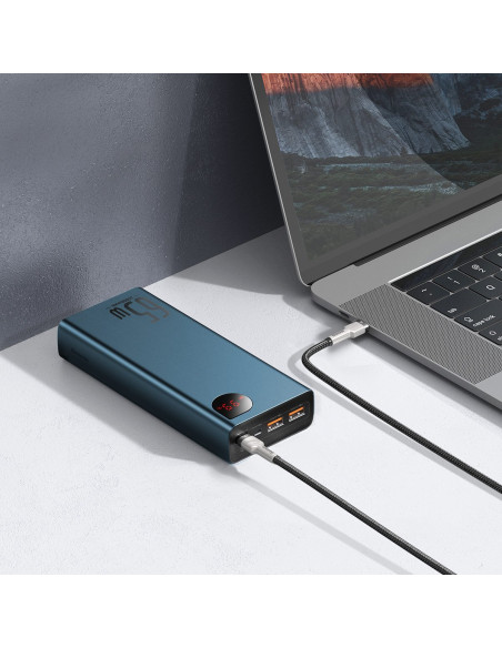 Powerbank Baseus Adaman Metal 20000mAh, PD, QC 3.0, 65W, 2xUSB + USB-C + micro USB niebieski