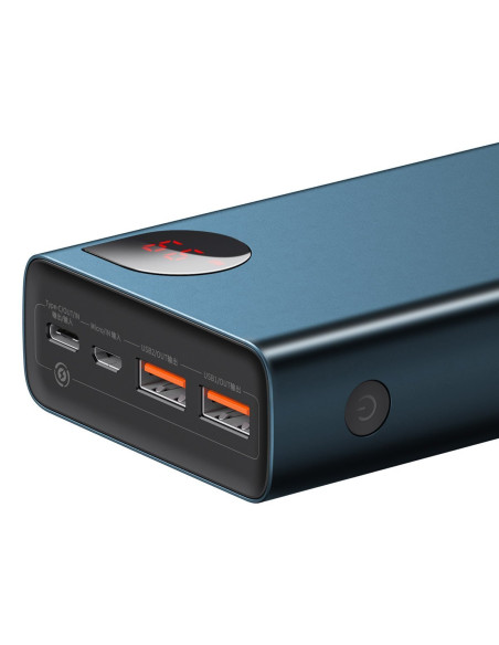 Powerbank Baseus Adaman Metal 20000mAh, PD, QC 3.0, 65W, 2xUSB + USB-C + micro USB niebieski
