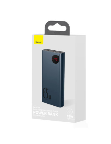 Powerbank Baseus Adaman Metal 20000mAh, PD, QC 3.0, 65W, 2xUSB + USB-C + micro USB niebieski