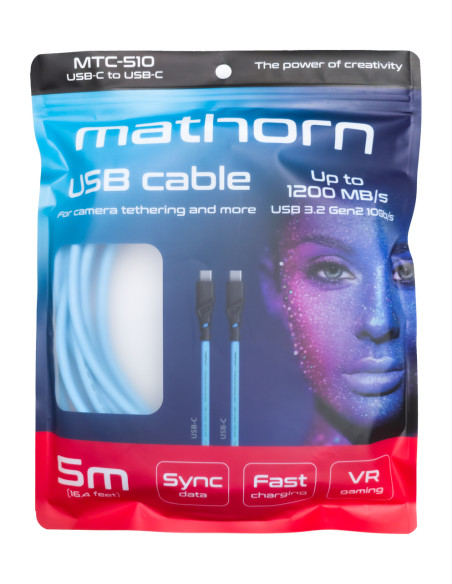 Kabel fotograficzny Mathorn MTC-511 5m 10Gbps 60W USB C-C90 ArcticBlue