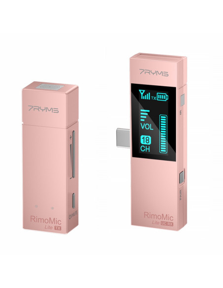 Bezprzewodowy zestaw mikrofonowy 7Ryms RimoMic Lite USB-C różowy