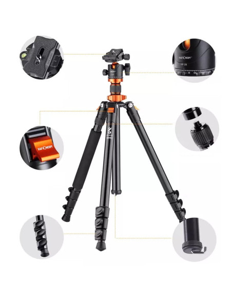 Statyw fotograficzny K&F Concept SA254M2 z głowicą kulową i funkcją monopodu