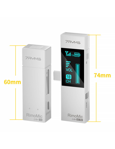 Bezprzewodowy zestaw mikrofonowy 7Ryms RimoMic Lite USB-C biały