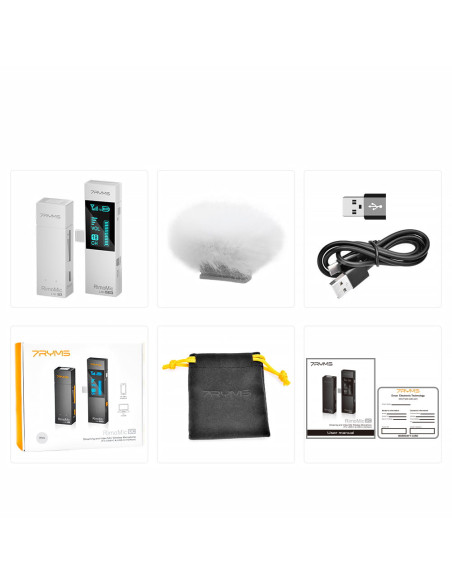 Bezprzewodowy zestaw mikrofonowy 7Ryms RimoMic Lite USB-C biały