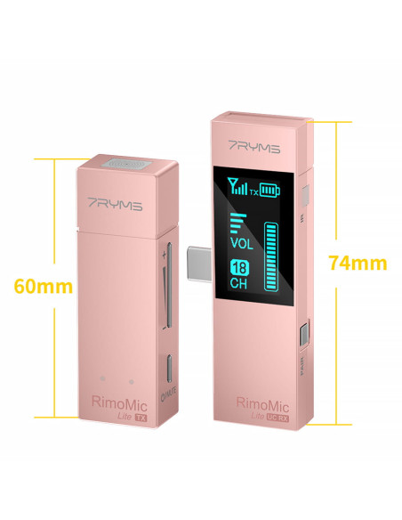 Bezprzewodowy zestaw mikrofonowy 7Ryms RimoMic Lite USB-C różowy