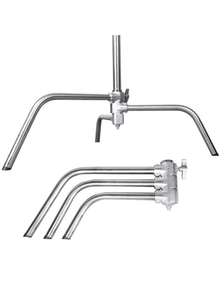 Stalowy statyw studyjny C-stand 330cm, trzpień 16mm z ramieniem 120cm