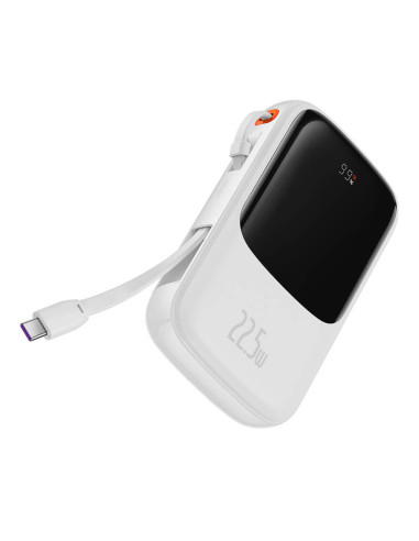 Powerbank Baseus Qpow Pro z kablem USB-C, USB-C, USB, 10000mAh, 22.5W biały
