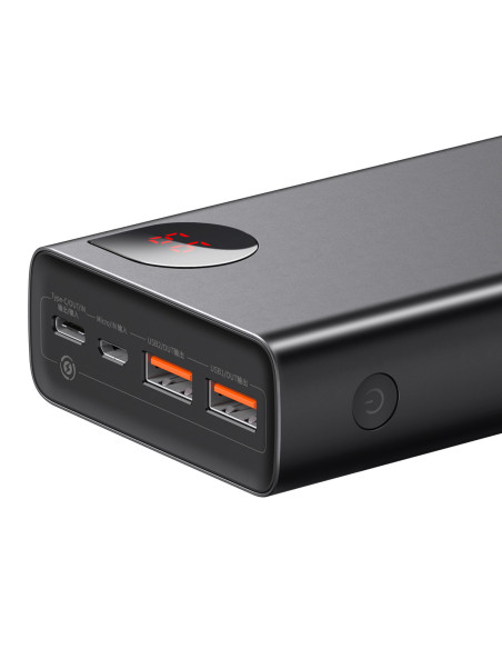 Powerbank Baseus Adaman Metal 20000mAh, PD, QC 3.0, 65W, 2xUSB + USB-C + micro USB, (czarny)