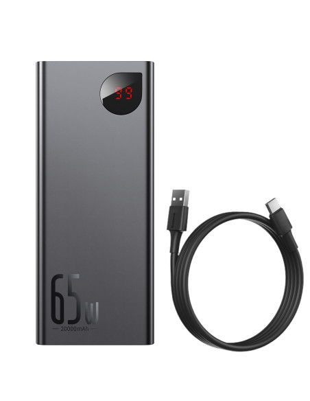 Powerbank Baseus Adaman Metal 20000mAh, PD, QC 3.0, 65W, 2xUSB + USB-C + micro USB, (czarny)