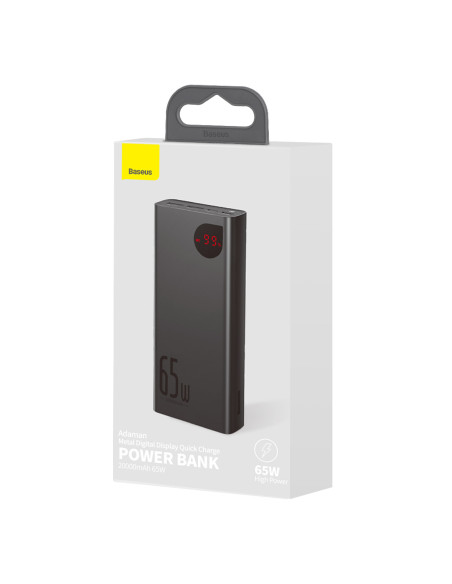 Powerbank Baseus Adaman Metal 20000mAh, PD, QC 3.0, 65W, 2xUSB + USB-C + micro USB, (czarny)