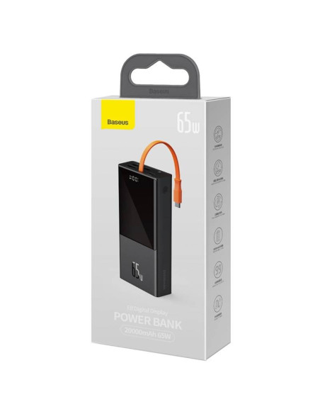 Powerbank Baseus Elf 20000mAh, PD, 2xUSB, USB-C + kabel USB-C 65W (czarny)